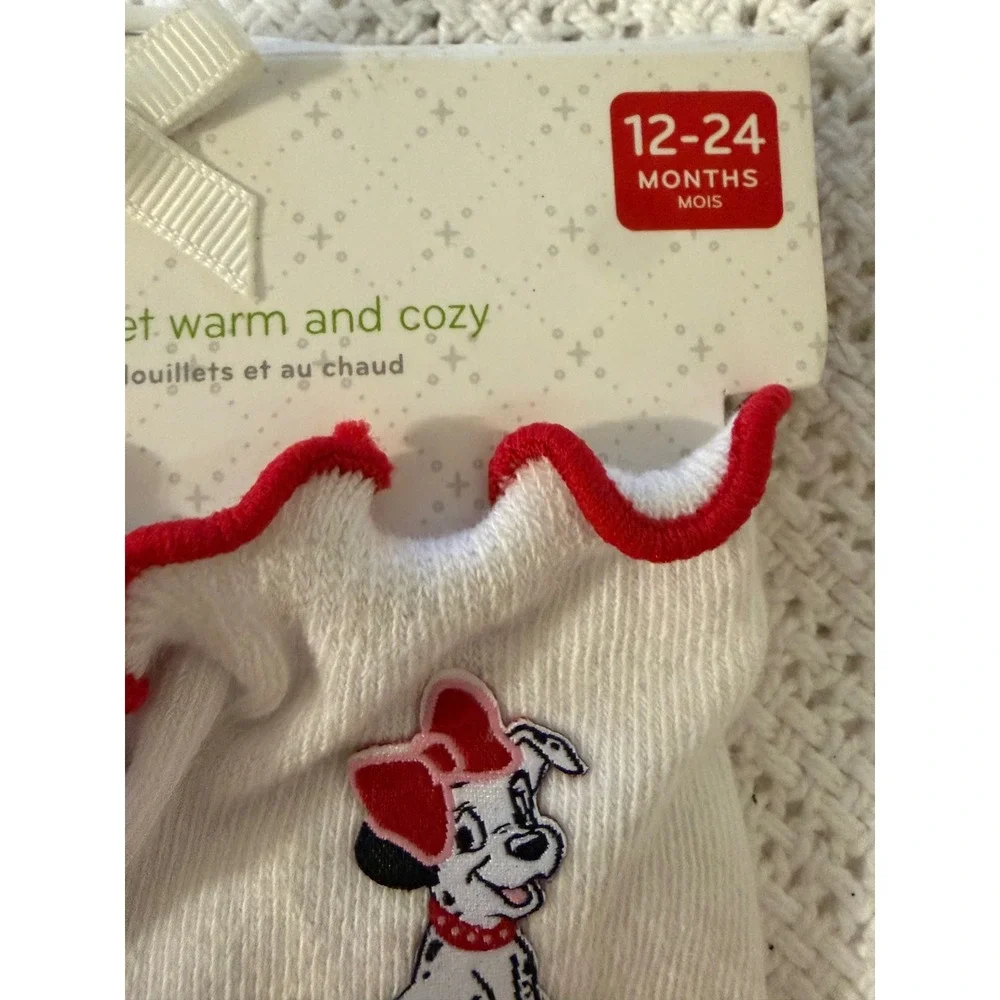 Disney Baby 101 Dalmatians Socks 2 Pack Red White Black Spotted 12-24 Months NEW